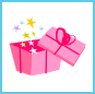 Send a pink gift box postcard with stars.